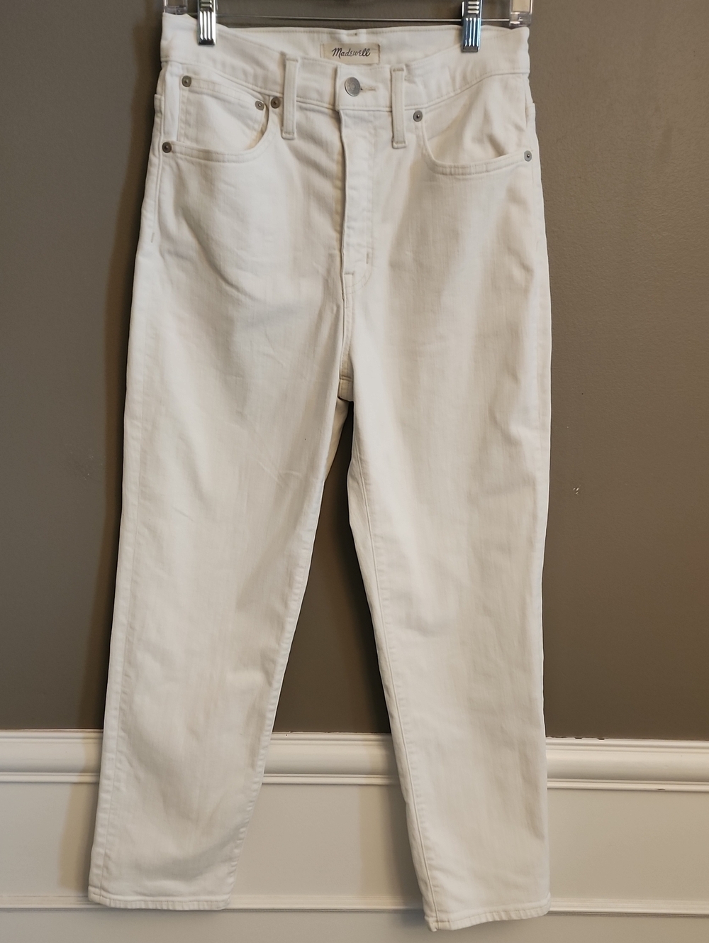 Madewell White High-Rise Straight Jeans